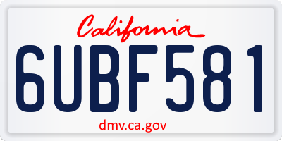 CA license plate 6UBF581