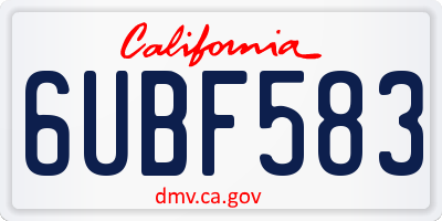 CA license plate 6UBF583