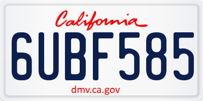 CA license plate 6UBF585