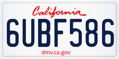 CA license plate 6UBF586