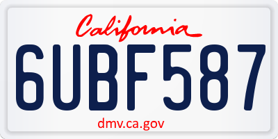 CA license plate 6UBF587