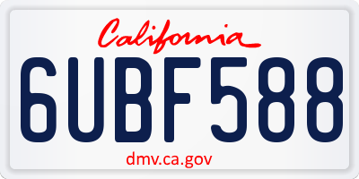 CA license plate 6UBF588