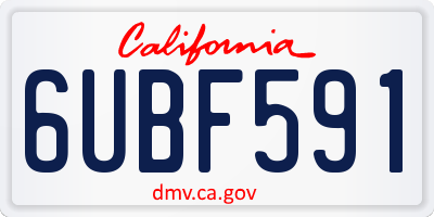 CA license plate 6UBF591
