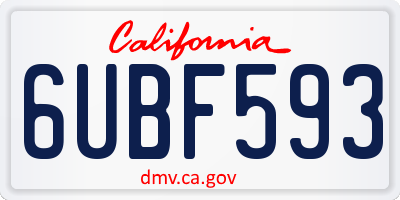 CA license plate 6UBF593