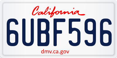 CA license plate 6UBF596