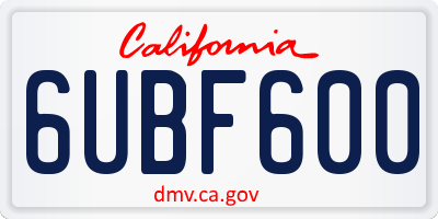 CA license plate 6UBF600