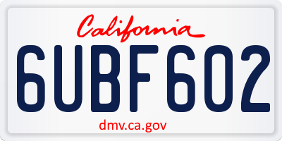 CA license plate 6UBF602