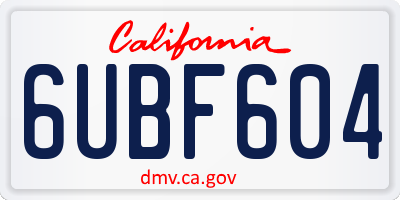 CA license plate 6UBF604