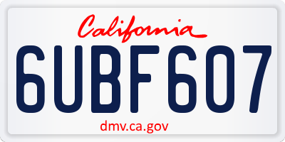 CA license plate 6UBF607
