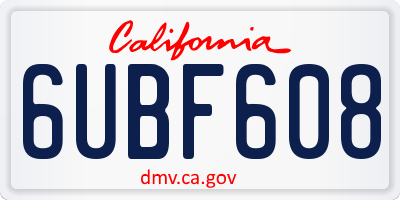 CA license plate 6UBF608