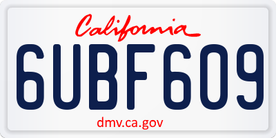 CA license plate 6UBF609