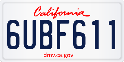 CA license plate 6UBF611