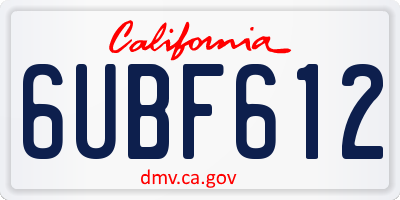 CA license plate 6UBF612