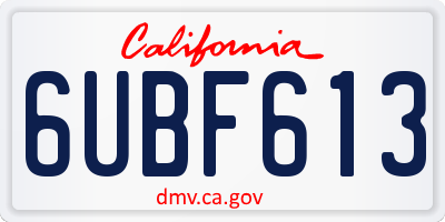 CA license plate 6UBF613