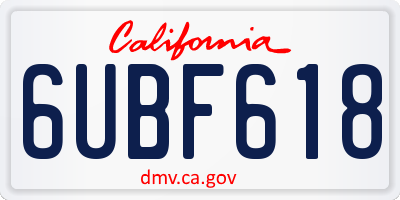 CA license plate 6UBF618