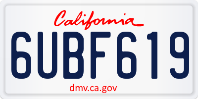 CA license plate 6UBF619