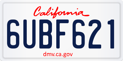 CA license plate 6UBF621