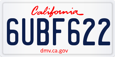 CA license plate 6UBF622