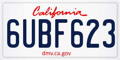 CA license plate 6UBF623