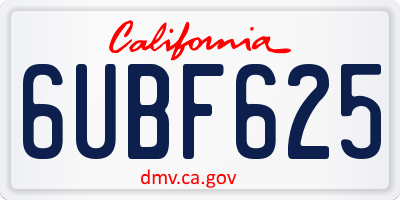 CA license plate 6UBF625