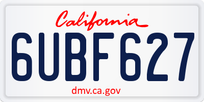 CA license plate 6UBF627