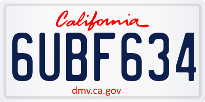 CA license plate 6UBF634
