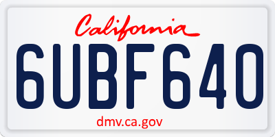 CA license plate 6UBF640