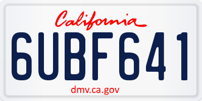CA license plate 6UBF641