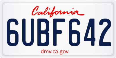 CA license plate 6UBF642