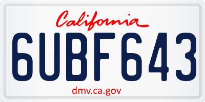 CA license plate 6UBF643