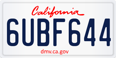 CA license plate 6UBF644
