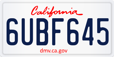 CA license plate 6UBF645