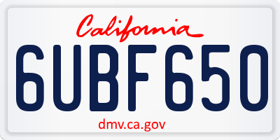CA license plate 6UBF650