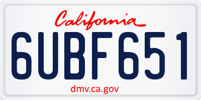 CA license plate 6UBF651