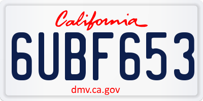 CA license plate 6UBF653
