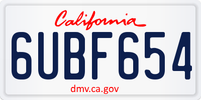 CA license plate 6UBF654