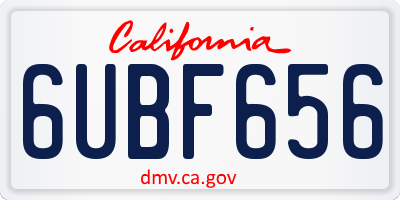 CA license plate 6UBF656