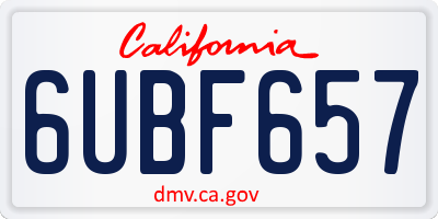 CA license plate 6UBF657