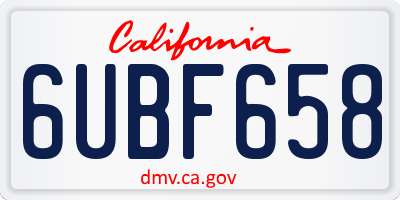 CA license plate 6UBF658