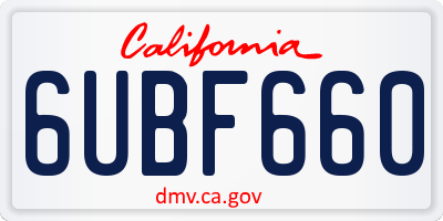 CA license plate 6UBF660