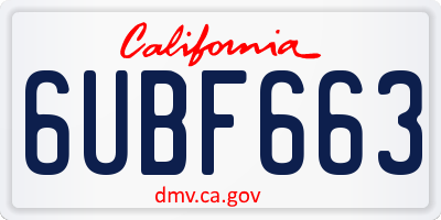 CA license plate 6UBF663