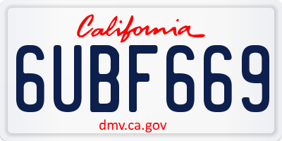 CA license plate 6UBF669