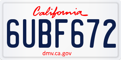CA license plate 6UBF672