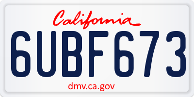 CA license plate 6UBF673