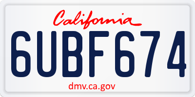 CA license plate 6UBF674