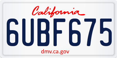 CA license plate 6UBF675