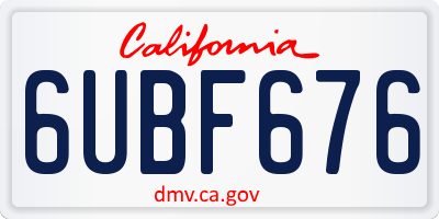 CA license plate 6UBF676