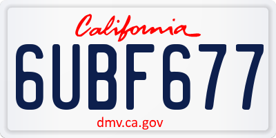 CA license plate 6UBF677