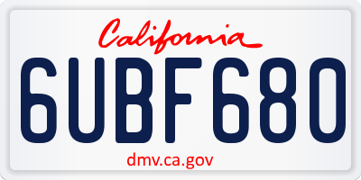 CA license plate 6UBF680