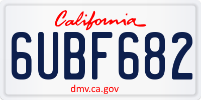 CA license plate 6UBF682